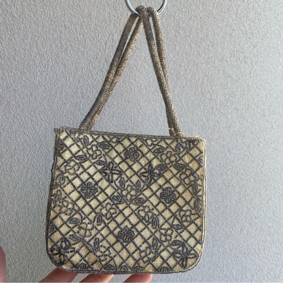 La Regale Handbags - La Regale Silver Gunmetal Gold Crystal Bead Evening Prom Mini Bag Purse